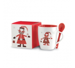 Kerstmok met lepel 250ml bedrukken