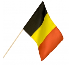 St. Polyester zwaaivlag België (30 x 45 cm / 76 cm) bedrukken
