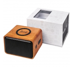 Houten 3W speaker met draadloos oplaadstation bedrukken