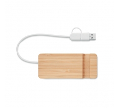 Bamboe USB hub 4 poorten bedrukken