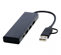 Rise USB 2.0 hub van RCS gerecycled aluminium bedrukken